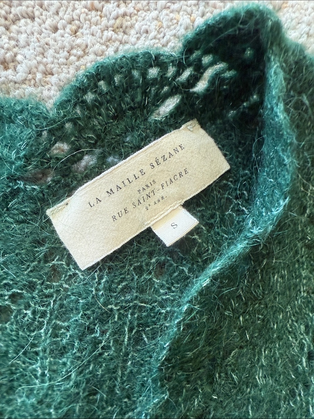Sèzane Bottle Green Nathalia Jumper Merino Wool Mohair Knit Sweater - Picture 6 of 7